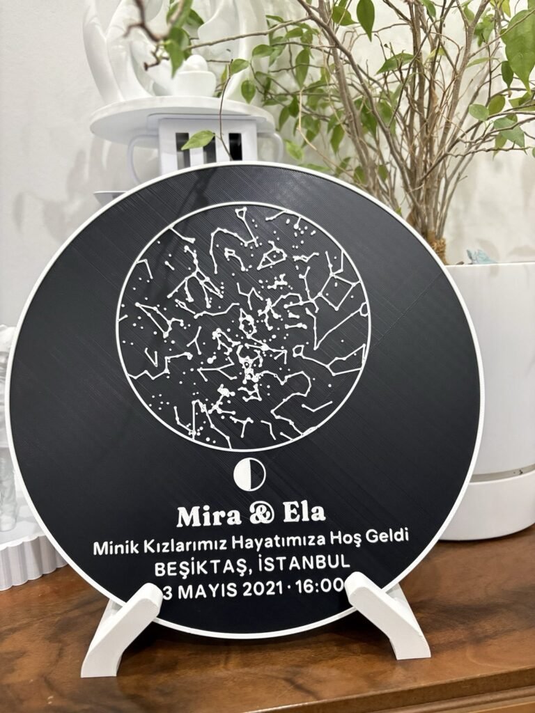 Ayağı üzerinde siyah yıldız haritası plakası